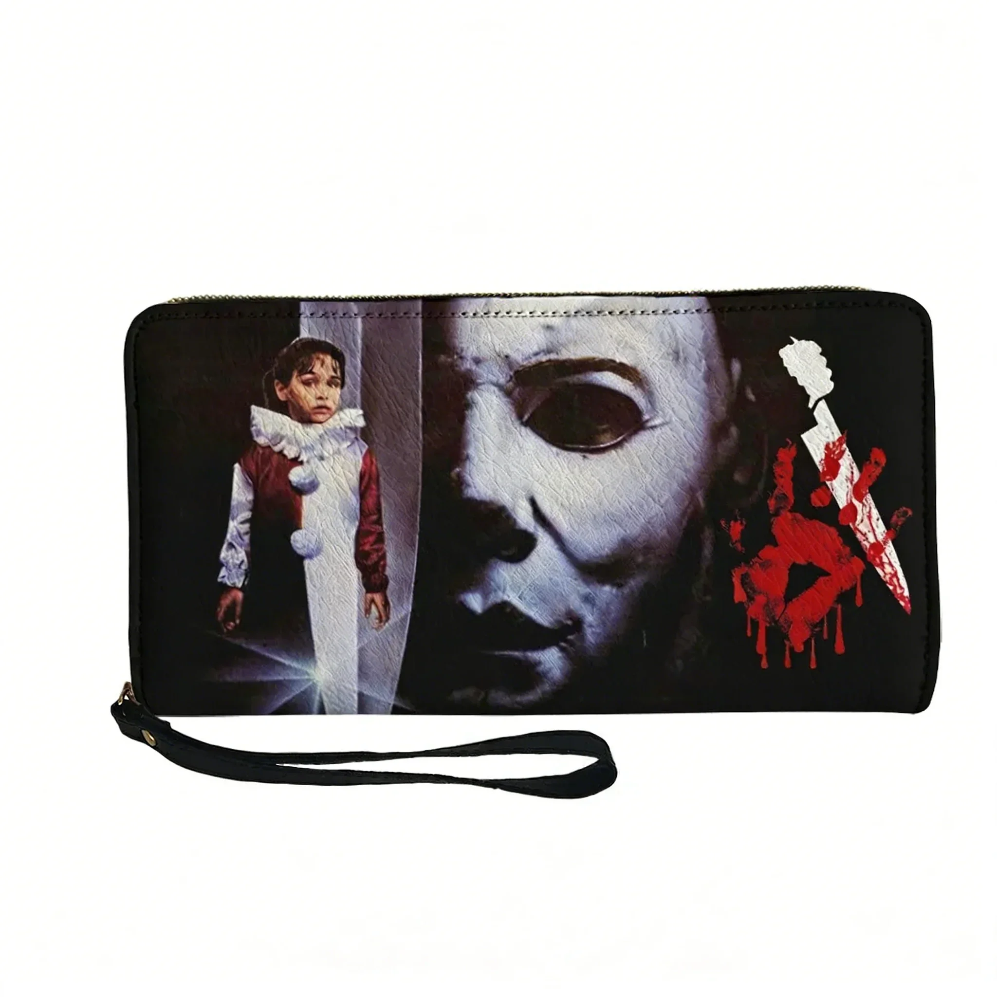 Michael Myers Halloween Killer Custom Wallet Purse Mens Womens Zipper Long Wallets Double Print  Portable Wallet Gift Bag