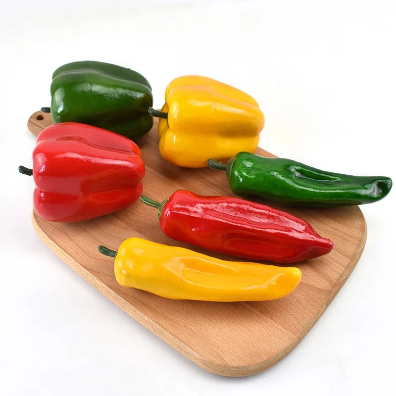 1PC Simulation Handmade Green Bell Pepper & Vegetables Fruits Family Wedding Party Kitchen Table Christmas Home Decorations Prop