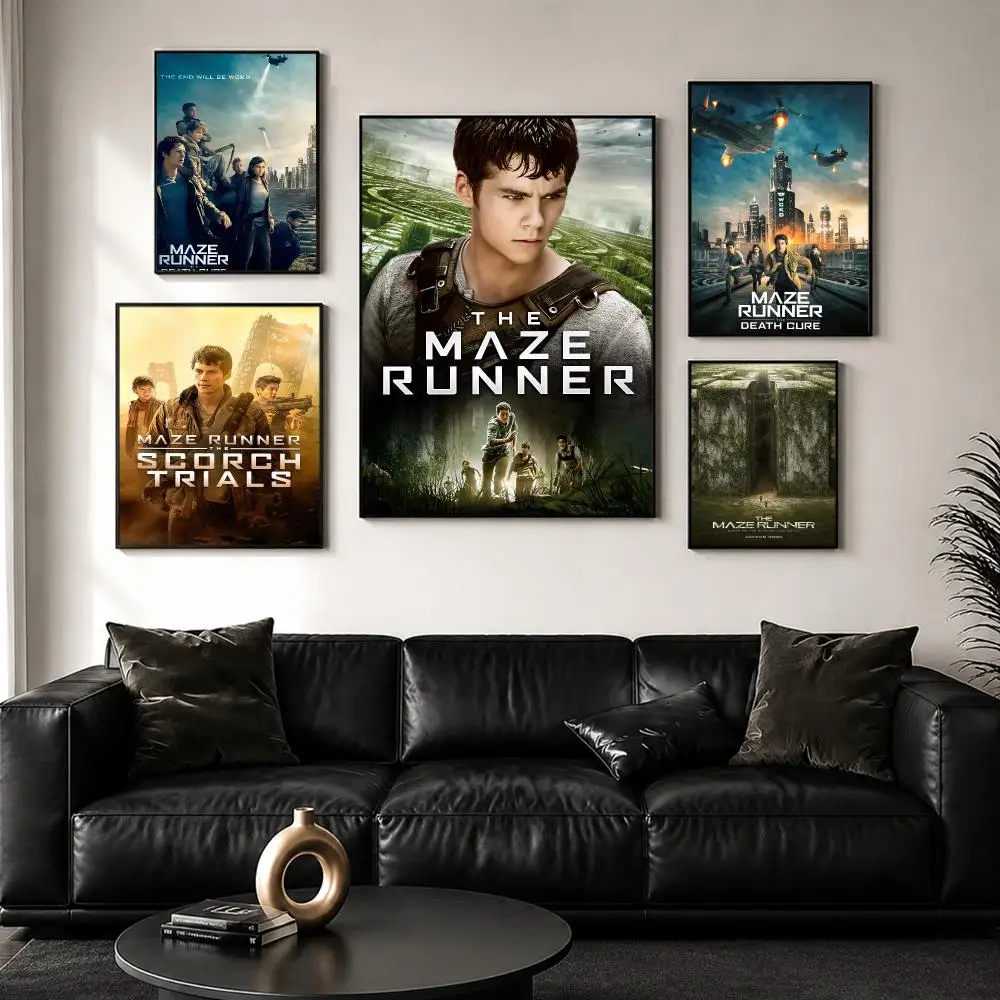Movie Series The M-Maze Runner Poster Perfect Sticker Self Adhesive for Office Home Theater Wall Art Decor Fancy Gift