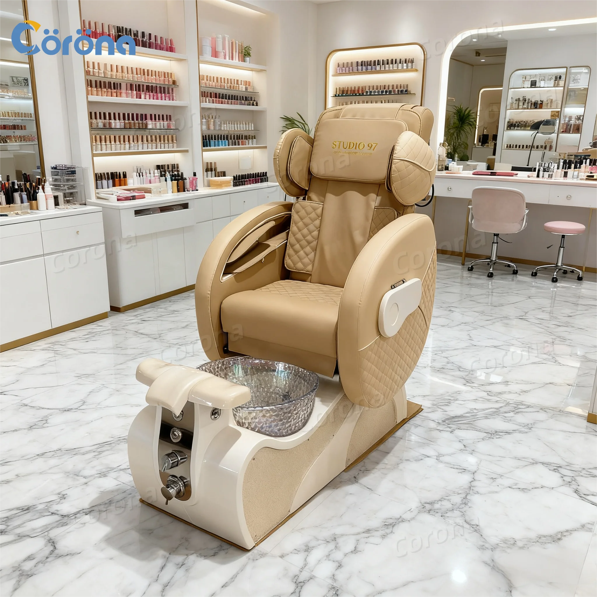 Pedicure Platform With Bowl And Chair Luxury Pedicure Spa Massage Chair For Nail Salon High Quality Pedicure Spa Chair