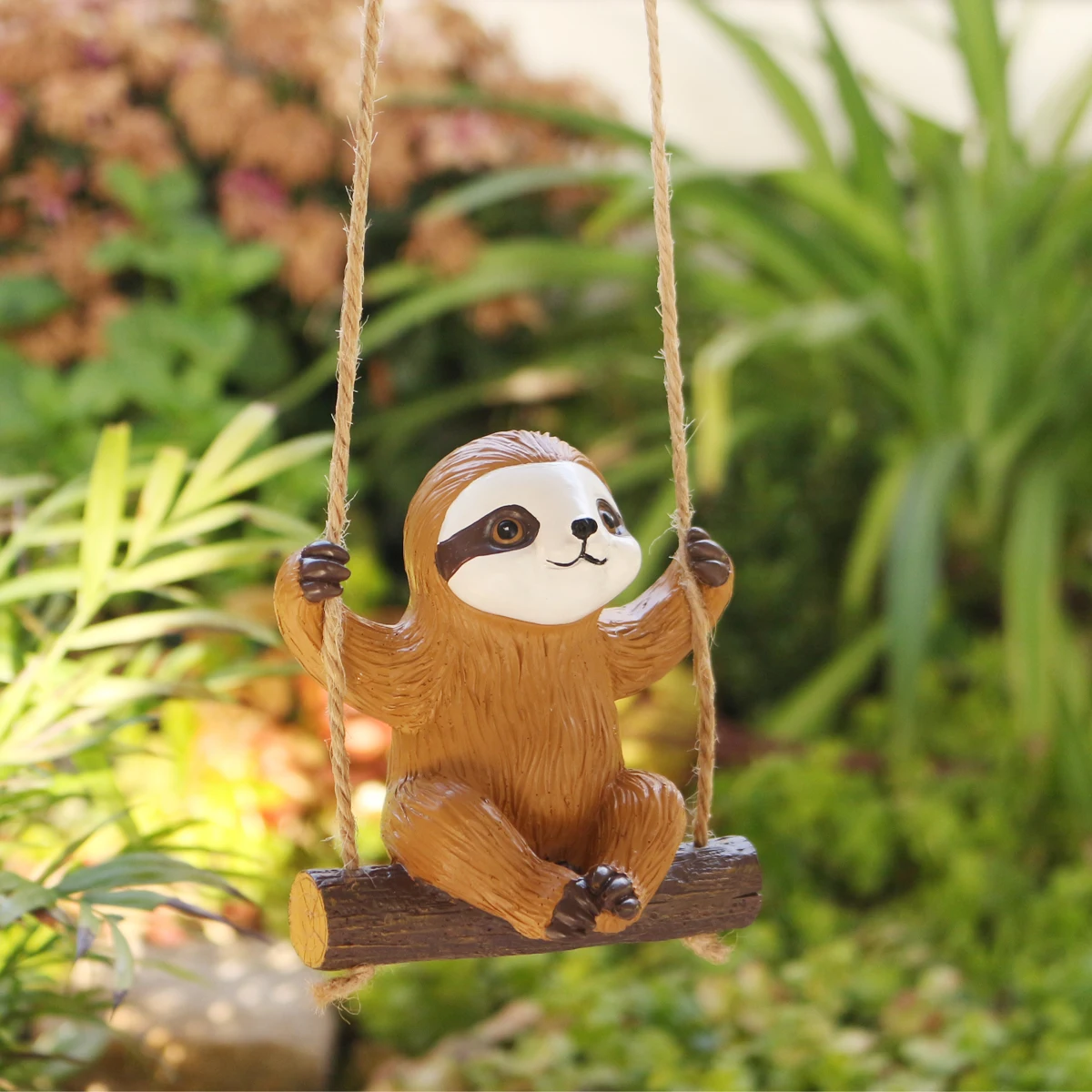 1 Piece of Fun Sloth Swing Pendant, Creative Garden Sitting Sloth, Resin Handicraft
