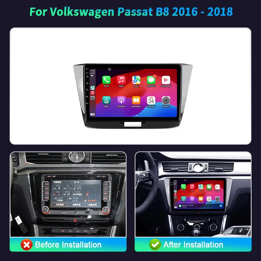 For Volkswagen Passat B8 2016-2018 Car Radio 4G GPS Navigation Android Auto Wireles BT Carplay Monitor Multimedia Touch Screen