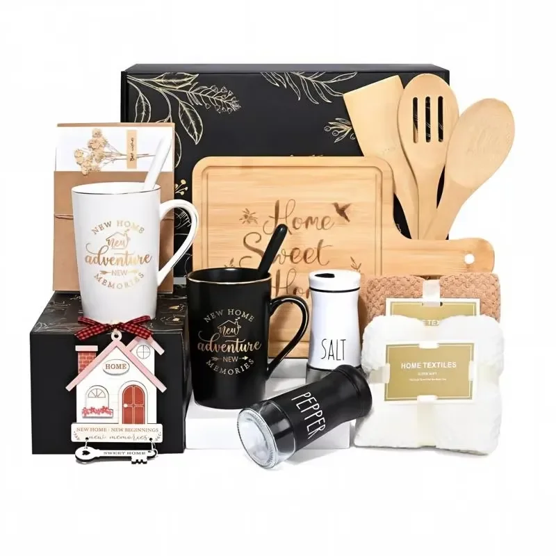 Housewarming Hamper, Bamboo Cheese Cutting Board Knife Set, New Home Gift, Wedding Birthday Holiday Housewarming Gift Box