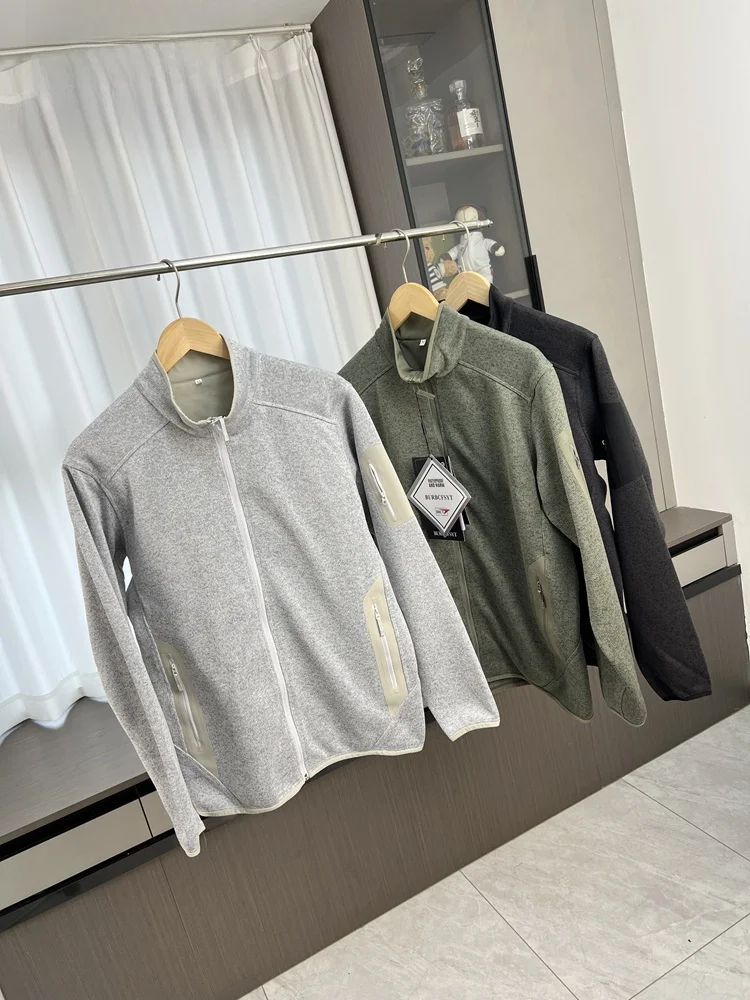 

Outdoor Men's Fce Jaet with Pred Glue Zipper ket Warm Stand Collar Autumn Winter Couple Sle Polyester Fiber Long...