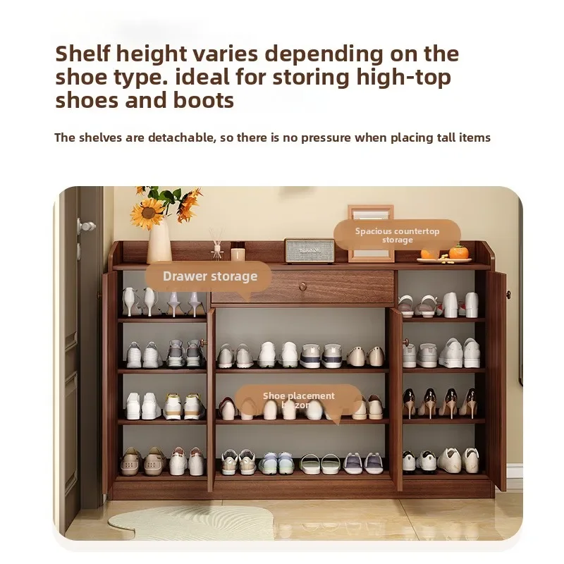 Factory Household Goods Shoe Cabinet Household Entrance Against The Wall Integrated Entrance Cabinet Multi-layer Storage Locker