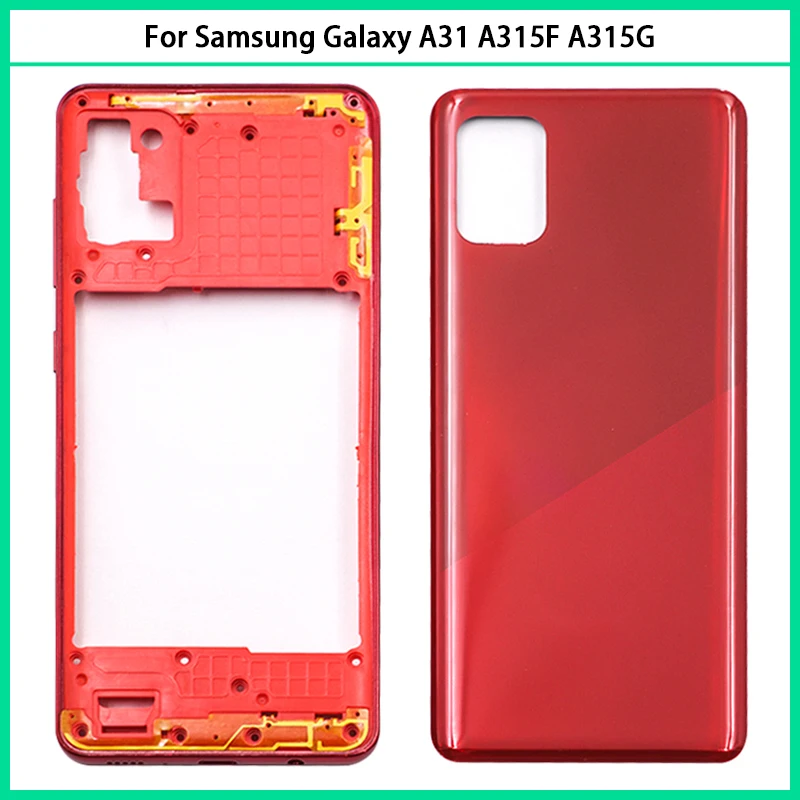 Hot Sales For Samsung A31 A315 SM-A315F Middle Frame Housing Bezel A31 Back battery cover with camera lens Adhesive Sticker