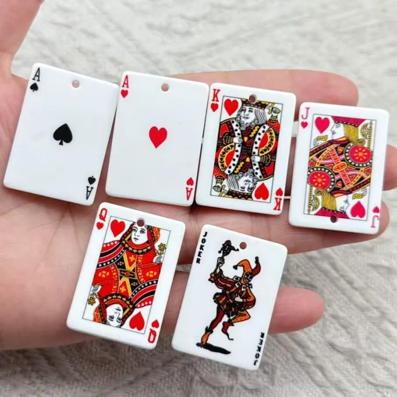 10pcs Poker Pendants Funny Playing Cards Charms Earring Necklace Keychain Pendant DIY Making Accessories