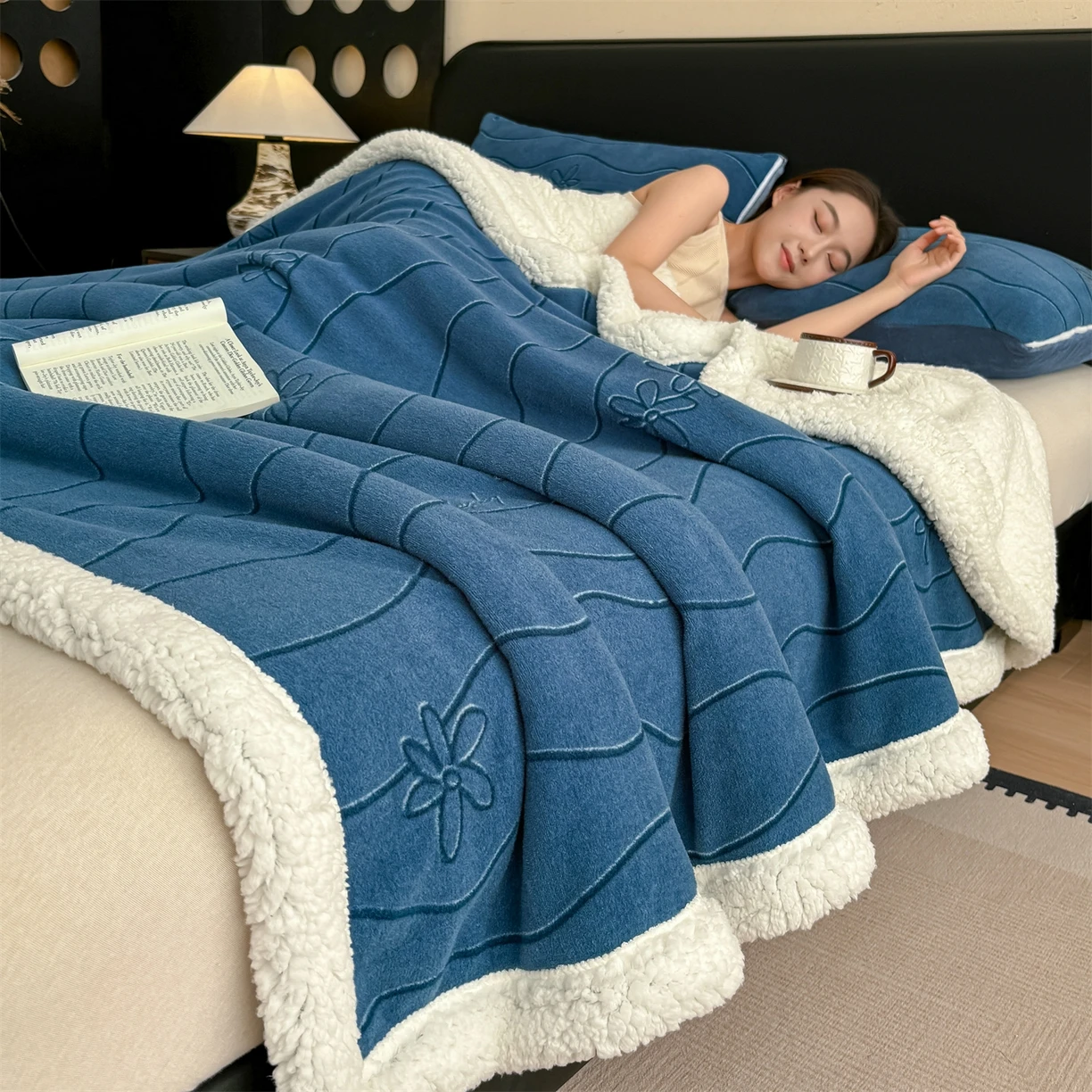 Soft Fluffy Faux Cashmere Baby Blanket Warm Cozy Multi Use Throw Blanket for Autumn Winter Sofa Couch Bed Nap Cover
