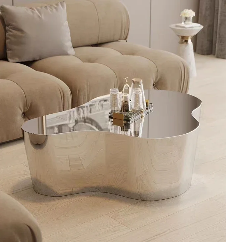 Nordic Light Luxury Stainless Steel Minimalist Creative Shaped Display Table Living Room and Hotel Coffee Shop Coffee Table