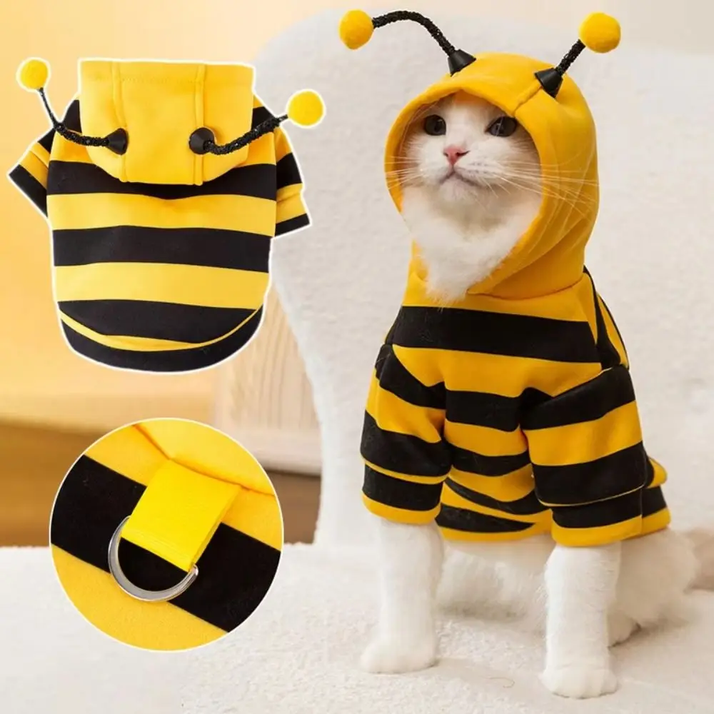 

Kawaii Bee Design Puppy Cat Clothing Warm Thickened Dog Pullover Hoodie Jumpsuit Soft Cat Sweatshirt Small Dogs