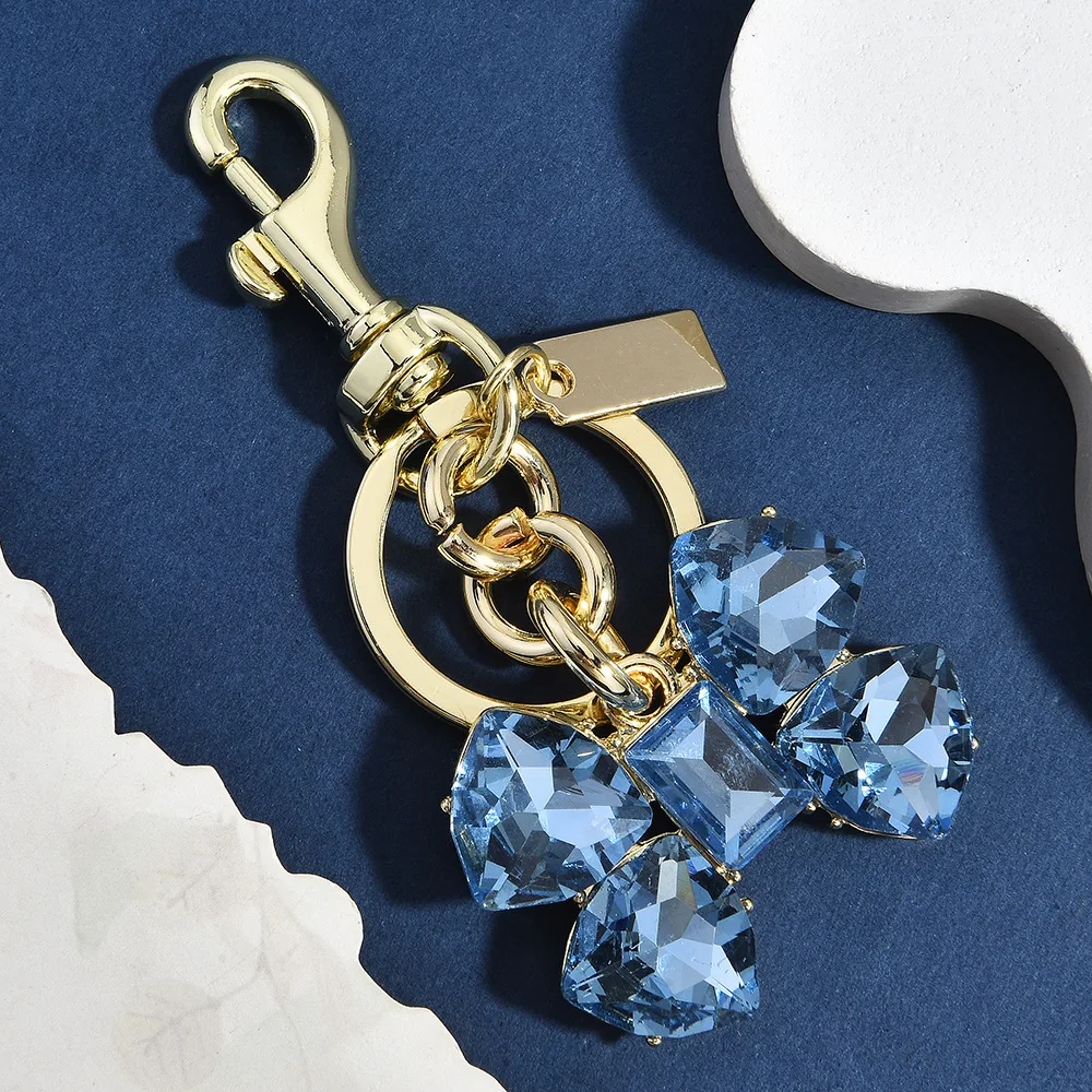 6pcs Keychain Alloy Bow Glass Shaped Pendants For Bag Charm