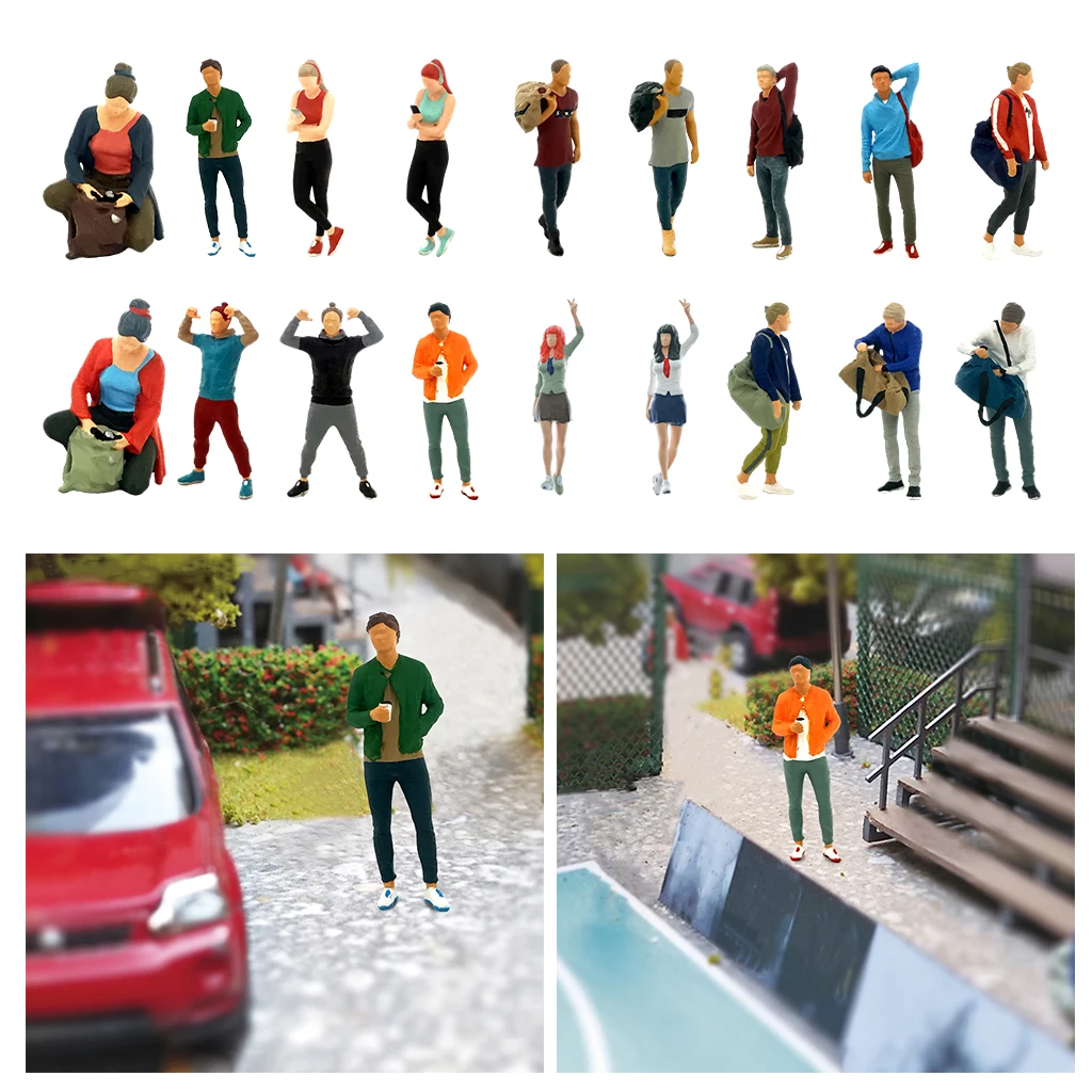 

Miniature 1/64 Character Diorama Painted girl and boy Figure Model Doll Road Layout Desktop Decoration Accessories