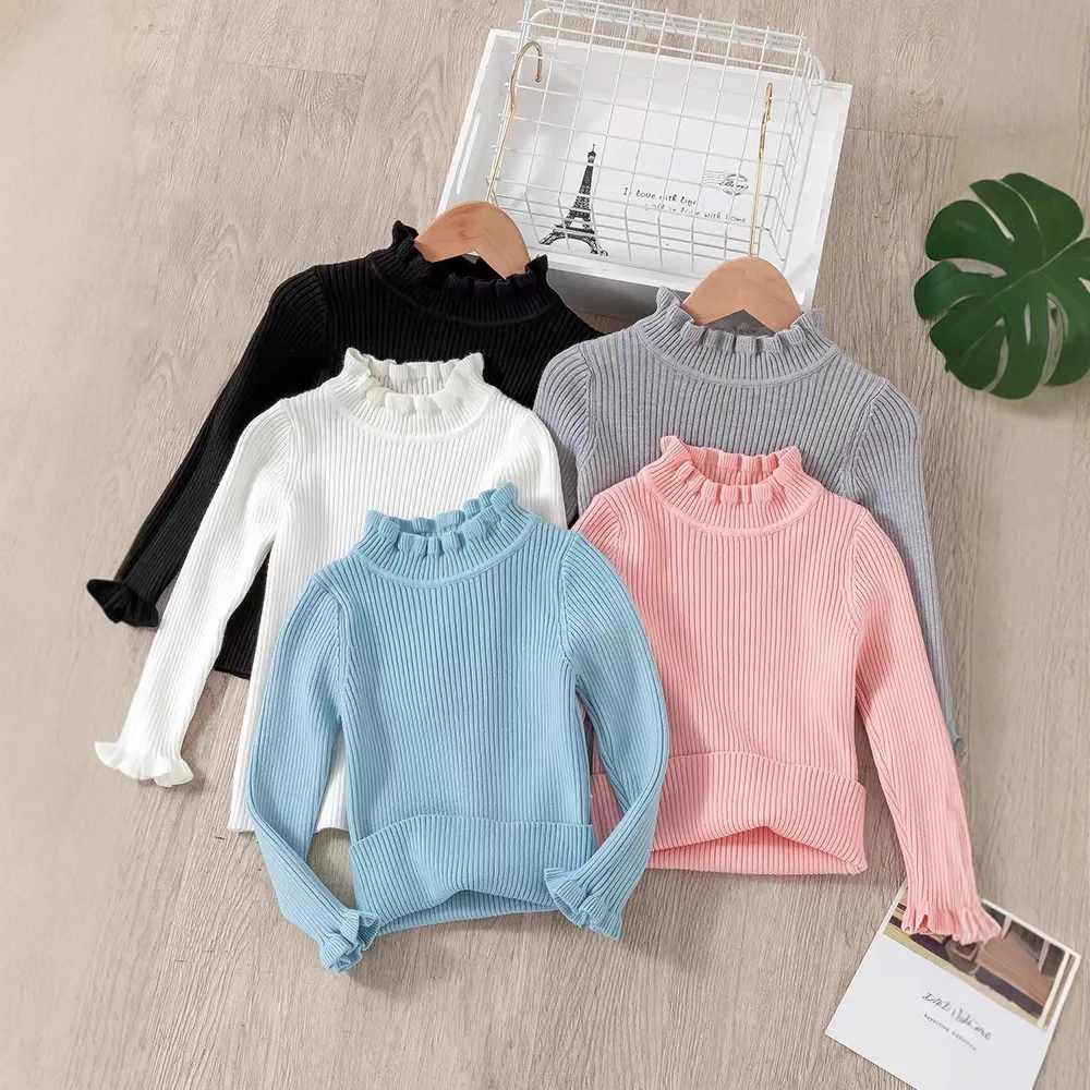 Girls Undershirt Fall Winter 2026 New Kids Fleece Half High Neck Sweater Medium Large Knitwear Winter Base Layer