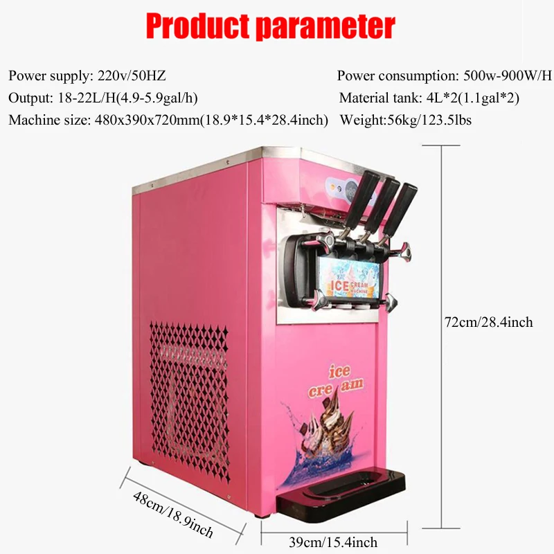 Commercial Ice Cream Machine, Full-Automatic Stainless Steel Desktop, Three Color Ice Cream Machine, Chicken Rolls Machine