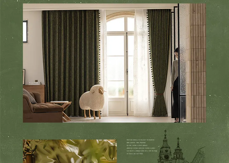 Medieval curtains, blackout bedroom, living room, premium retro chenille 6