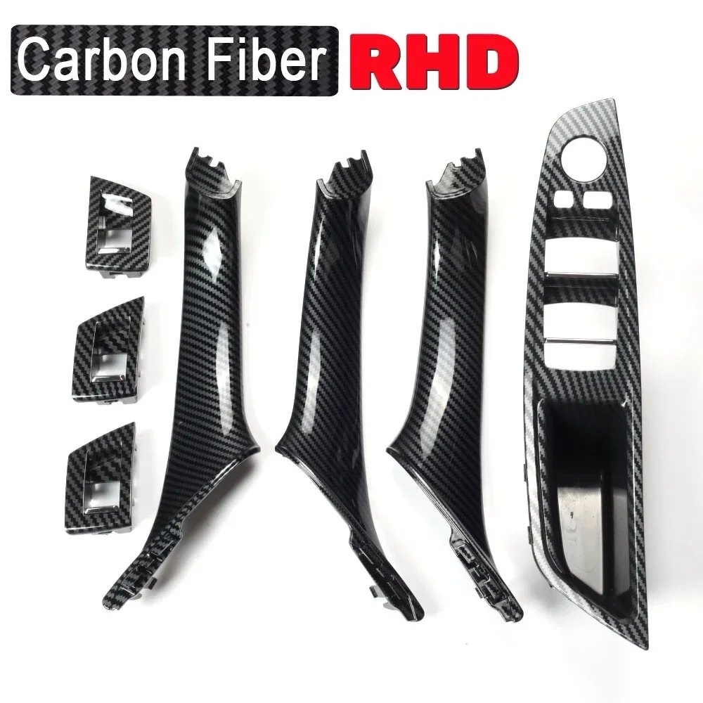 Carbon Fiber LHD RHD Interior Door Armrest Panel Pull Handle Cover Trim Replacement for BMW 5 Series F10 F11 520 523 525 528 530