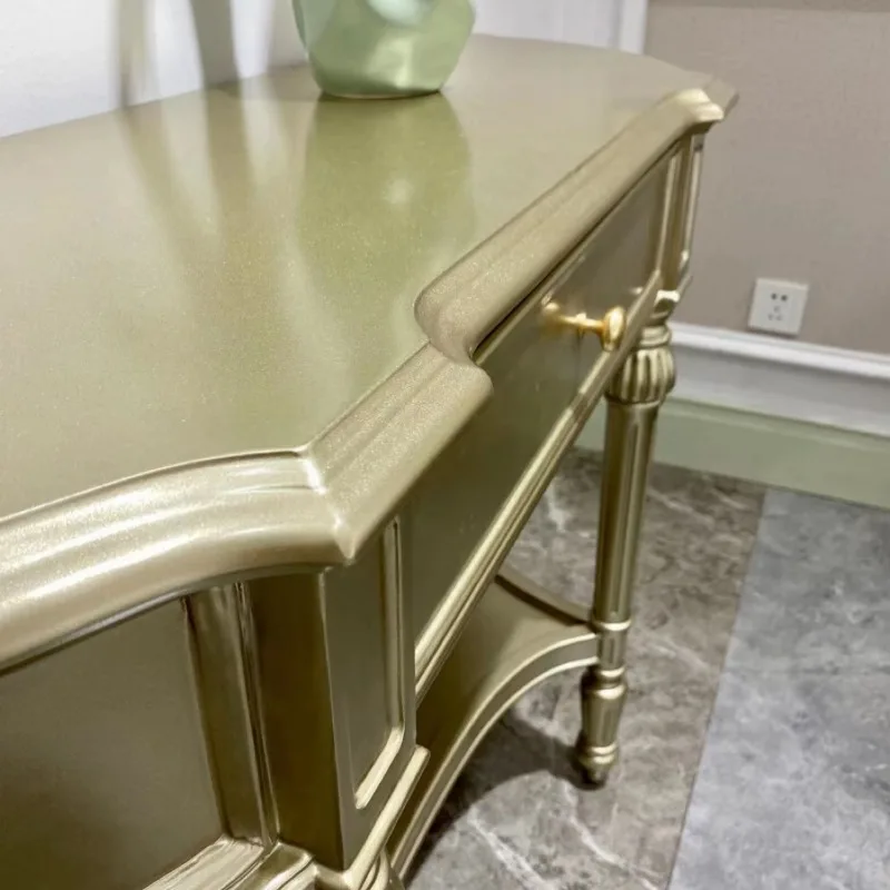 table corridor light luxury  cabinet French retro shelf solid wood narrow strip table