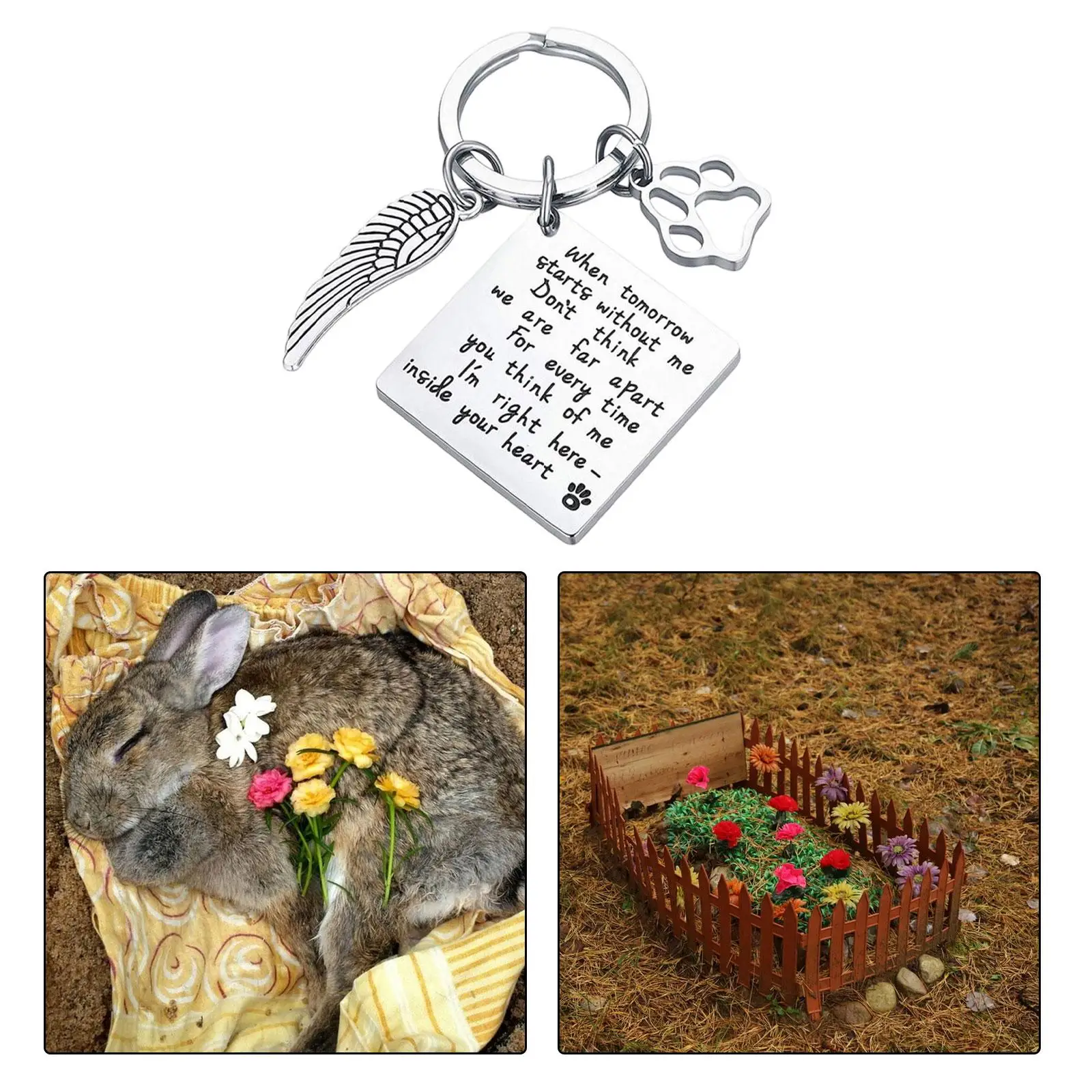 Pet Loss Gifts Keychain for Dog Cat Memorial Engraved Stainless Steel Remembrance Key Ring Bereavement Sympathy Keepsake