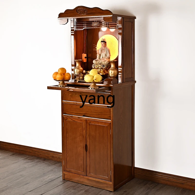 Lmm household camphor wood backlight vertical cabinet Buddha cabinet economical new Chinese Buddha table