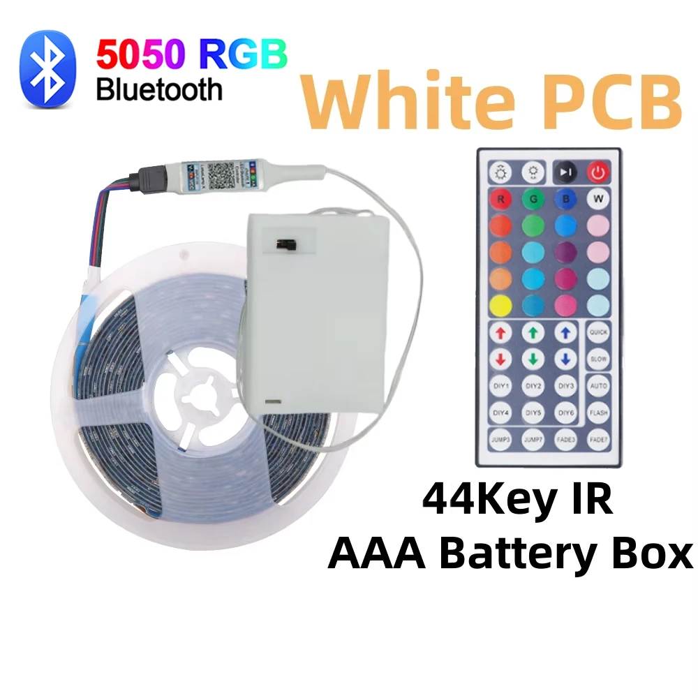 5 V LED-Streifenlichter, RGB 5050, 3AA, batteriebetrieben, flexible LED-Lichtleiste mit Fernbedienung für TV-Hintergrundbeleuchtung, Bars, Schränke