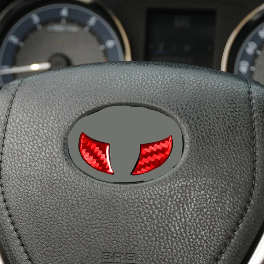 3D Carbon Fiber Steering Wheel Emblem for Toyota Camry Corolla RAV4 - Red/Black Car Logo Sticker Auto Interior Accessories