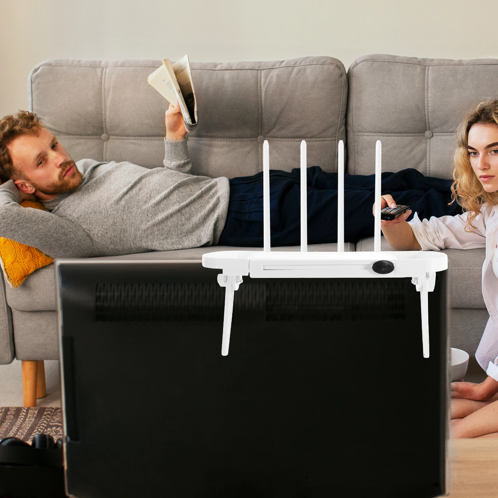 

Plastic Tops Storage Shelf Screen Mounted Rack Multifunctional Router Remote Holder Home Decor Organizer