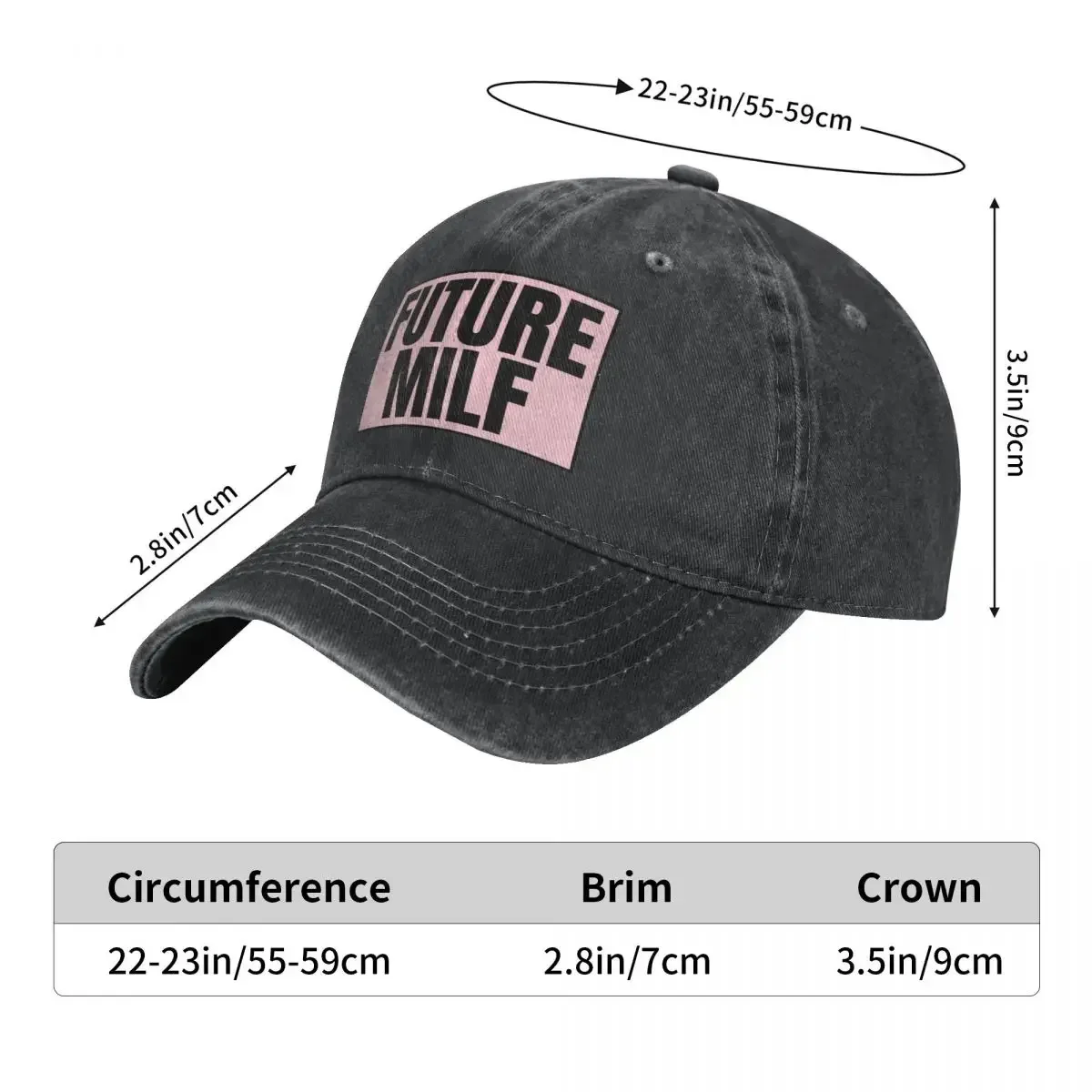 Future Milf Multicolor Hat Peaked Women's Cap Pink Black Personalized Visor Protection Hats