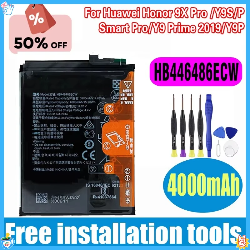 HB446486ECW Battery For Huawei Honor 9X Pro /Y9S/P Smart Pro/Y9 Prime 2019/Y9P Repair Part Capacity Mobile Phone Batter