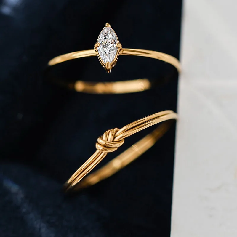 Super thin marquise eye stone rings stainless steel rings for women minimalist dainty elegant stainless steel jewelry