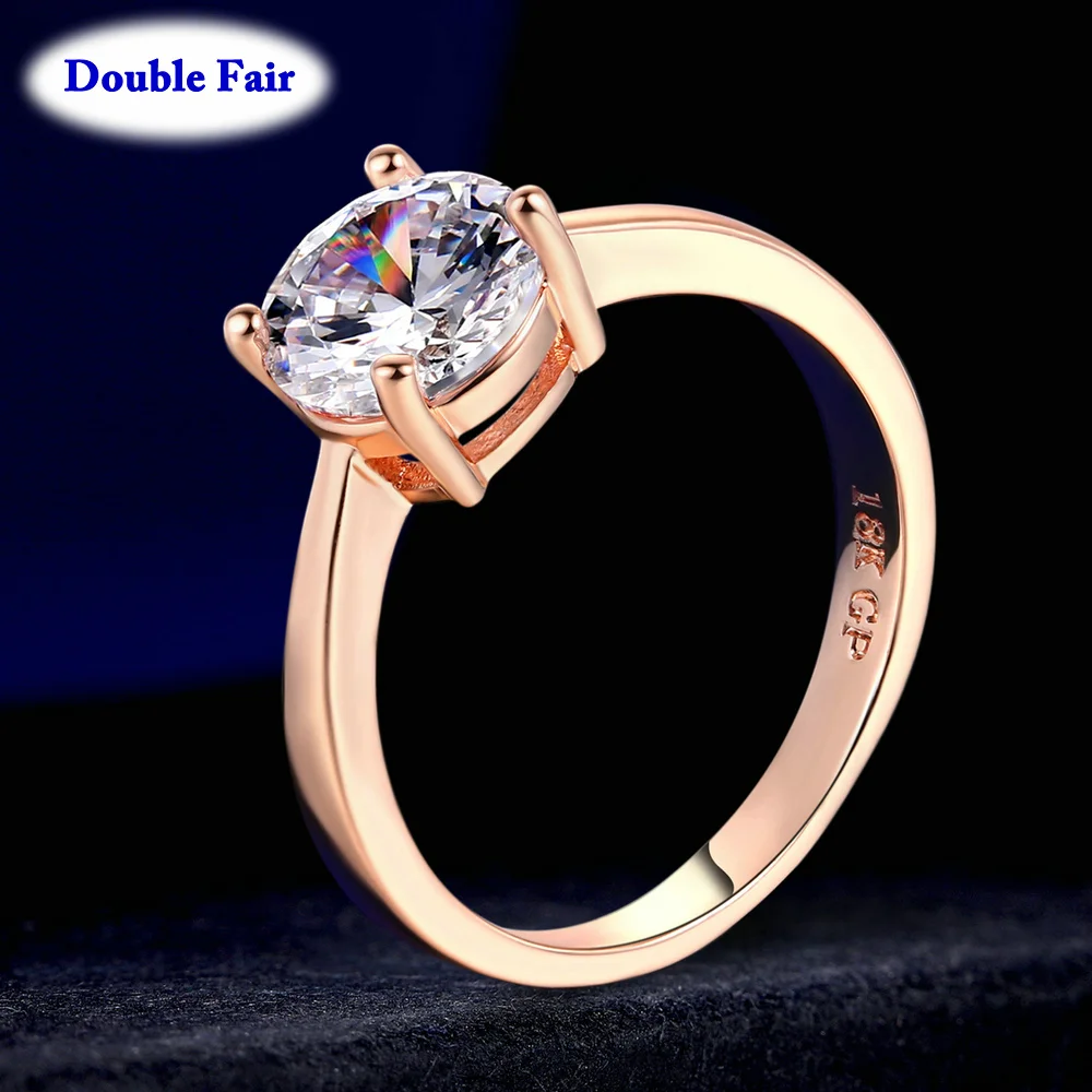 Top Quality Round AAA+ Cubic Zirconia Rose/White Gold Color Fashion Jewelry Rings For Women Engagement Wholesale DWR333/R335