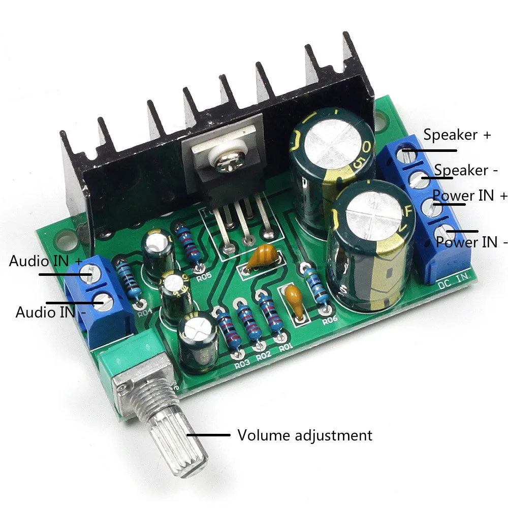 TDA2050 Mono Audio Power Amplifier Board Module 5W-120W 1 Channel Power Amplification Board DC/AC 12-24V