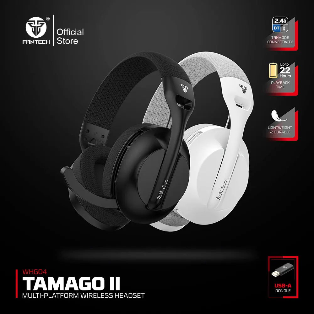 

FANTECH TAMAGO II WHG04 Wired and Wireless Headset 40MM Big Driver 22 Hours Usage Time Headphones with Microphone ENC Headset