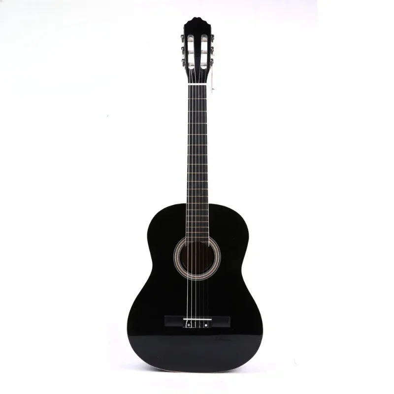 Classical guitar, basswood, plucked instrument, black acoustic guitar 39 inches