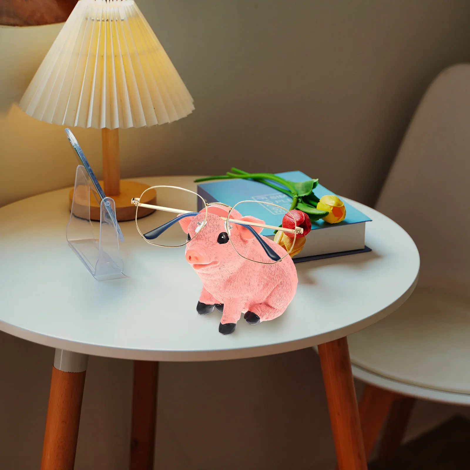 

Resin Pig Glasses Holder Eyeglasses Stand Animal Shape Desktop Ornament Office Display Stand Pig Glasses Holder