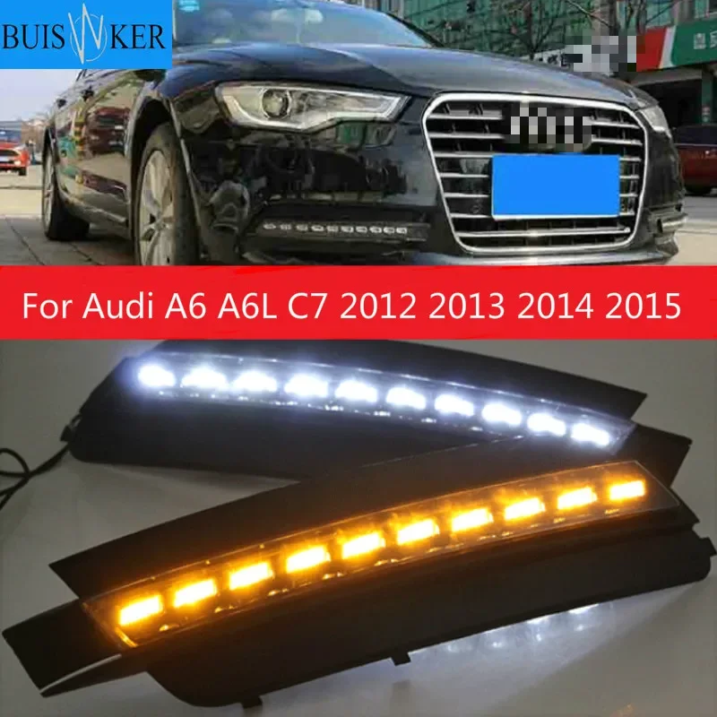 

2PCS LED Fog Lamp For Audi A6 A6L C7 2012 2013 2014 2015 White LED Daytime Running Light Waterproof Daylight