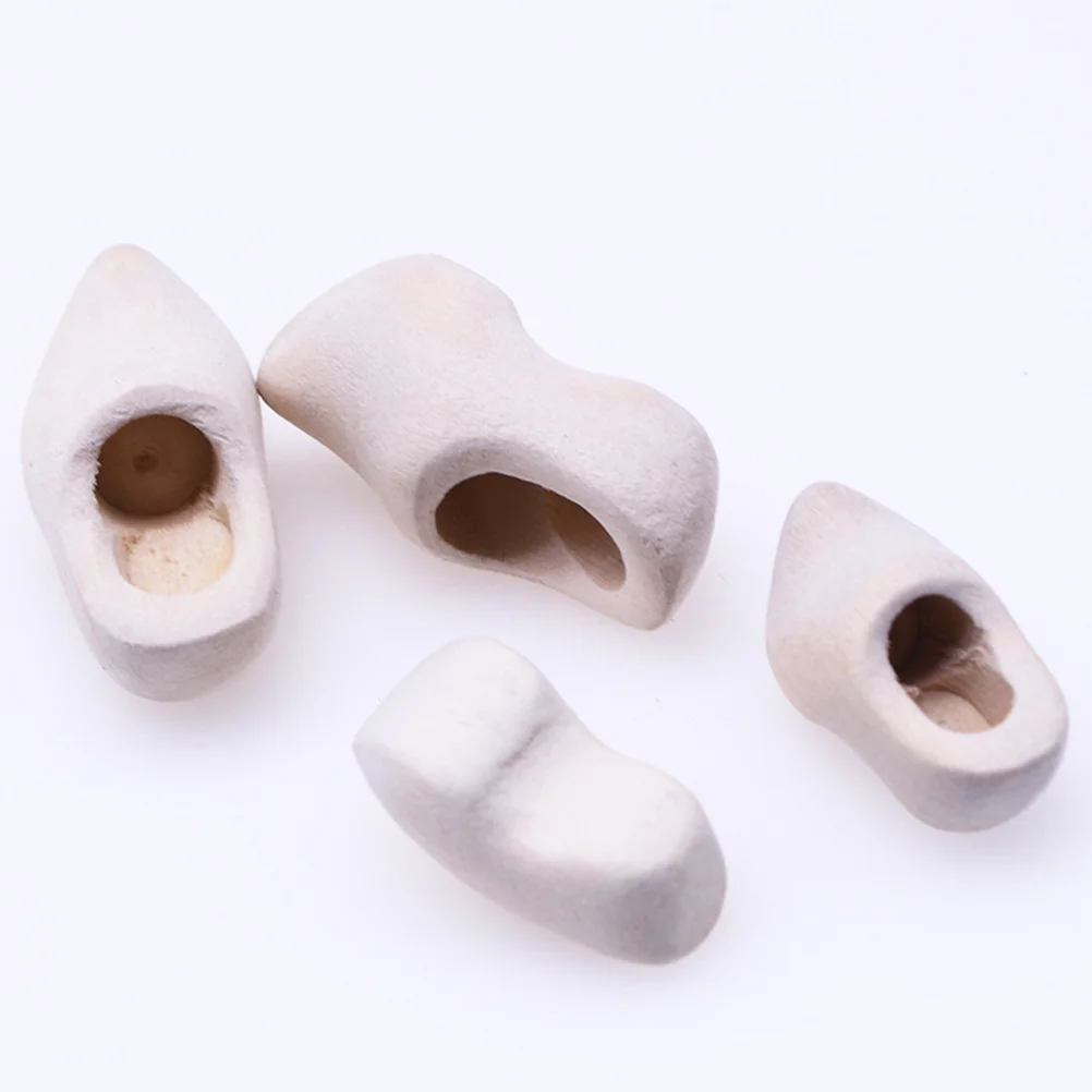 

4 Pairs Clogs House Miniature Klompen Shoe Ornament Adornment Wooden for DIY Unfinished Shoes Craft Supply Child