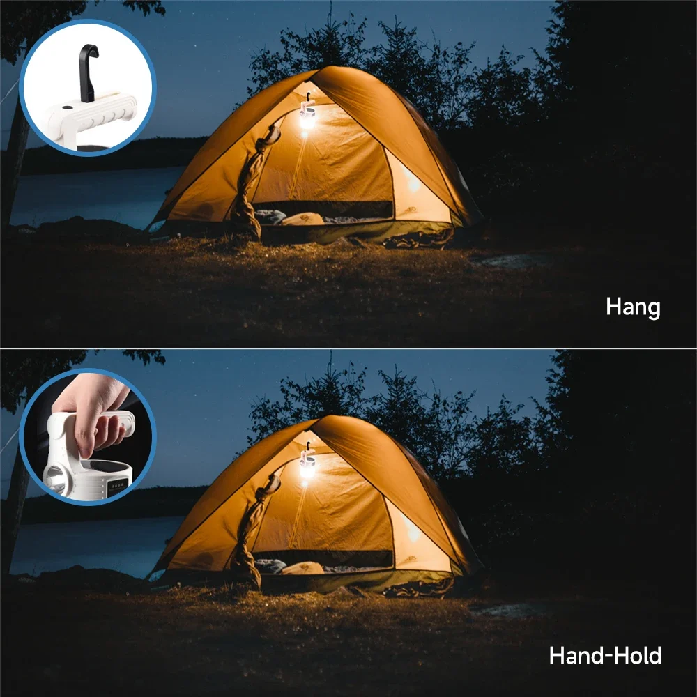 Imagem -02 - Forte Solar Led Camping Light Holofote ao ar Livre Lâmpada de Tenda Lâmpada Recarregável Usb Lanternas Portáteis Impermeável Emergência