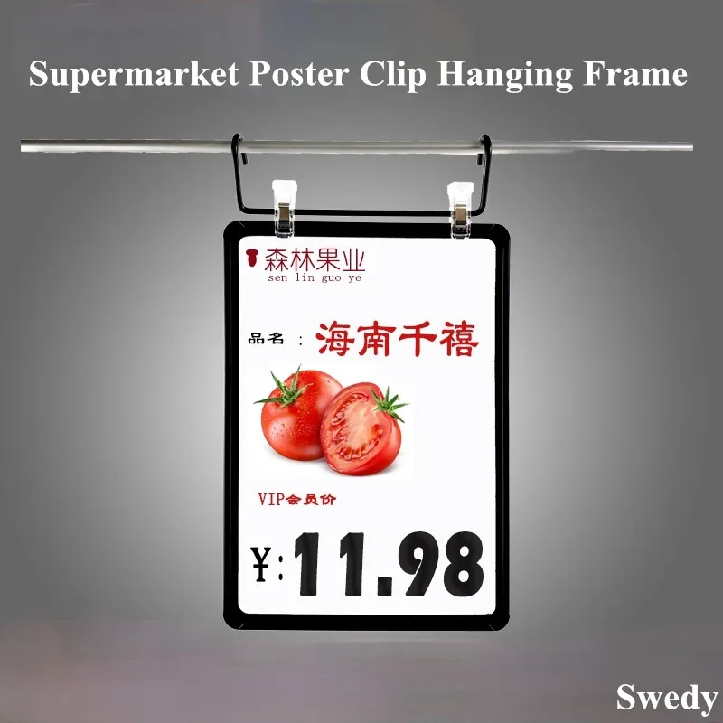 A4 210x297mm Adjustable Plastic Supermarket Price Label Card Sign Holder Board With POP Clip Hook Clip Poster Hanging Frame