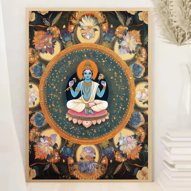 1pc frameless Canvas Painting Hindu God Spiritual Serene Forest Temple Scene Indian Nature&Wildlife Poster Canvas Painting Wall