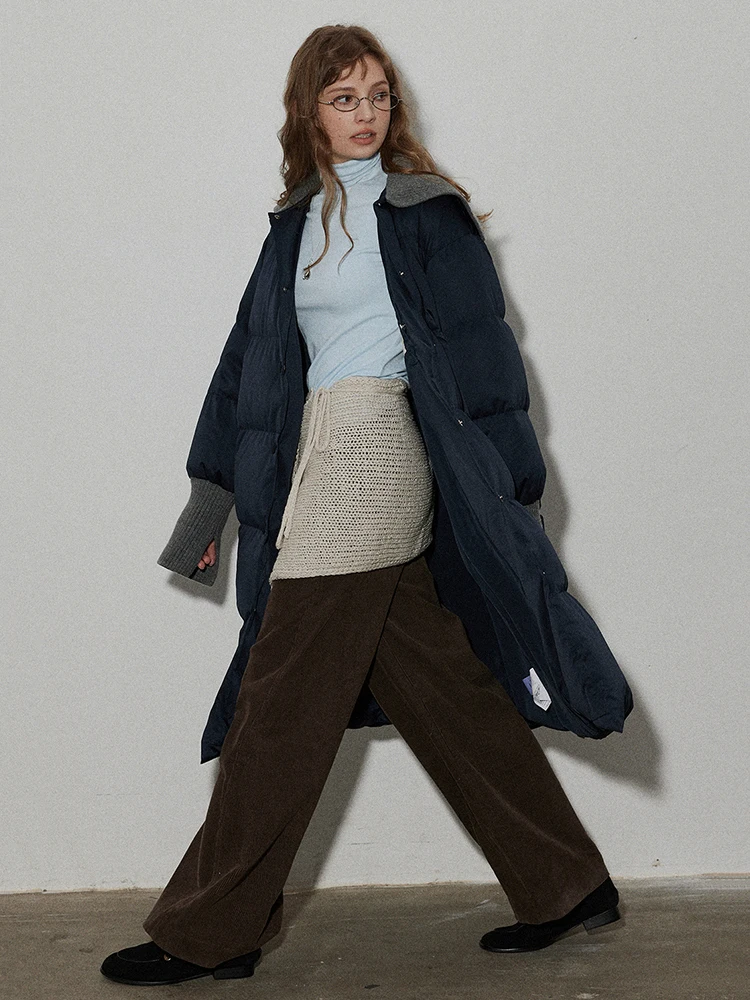 الشتاء طويلة محبوك الربط التلبيب أسفل سترة المرأة الأبيض بطة أسفل رشاقته أسفل سترة الإناث الدافئة الركبة طول باركر أبلى #6