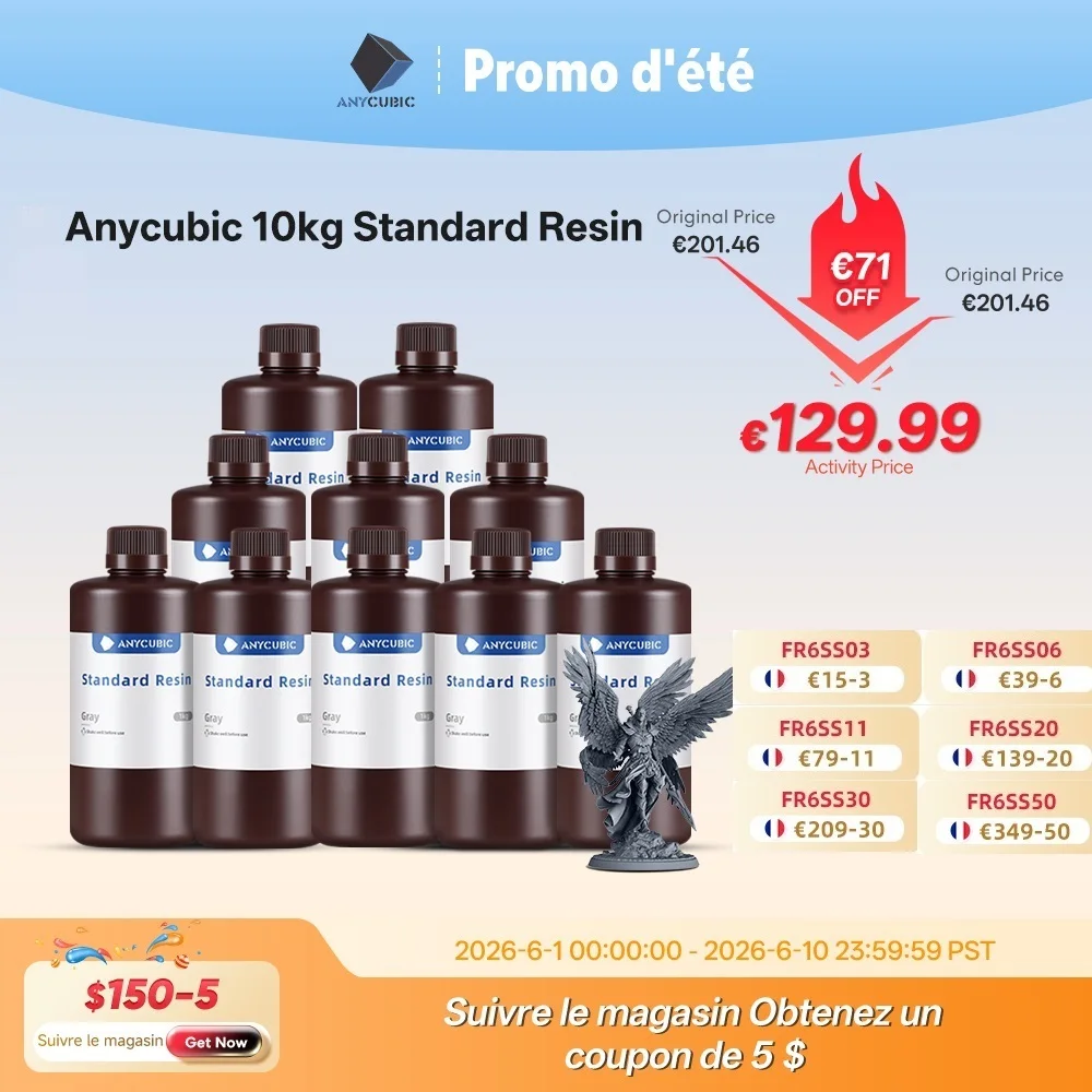Résine UV Standard ANYCUBIC 10kg/20kg 405nm pour imprimante 3D LCD, matériau d'impression pour résine photopolymère liquide Photon Mono 4