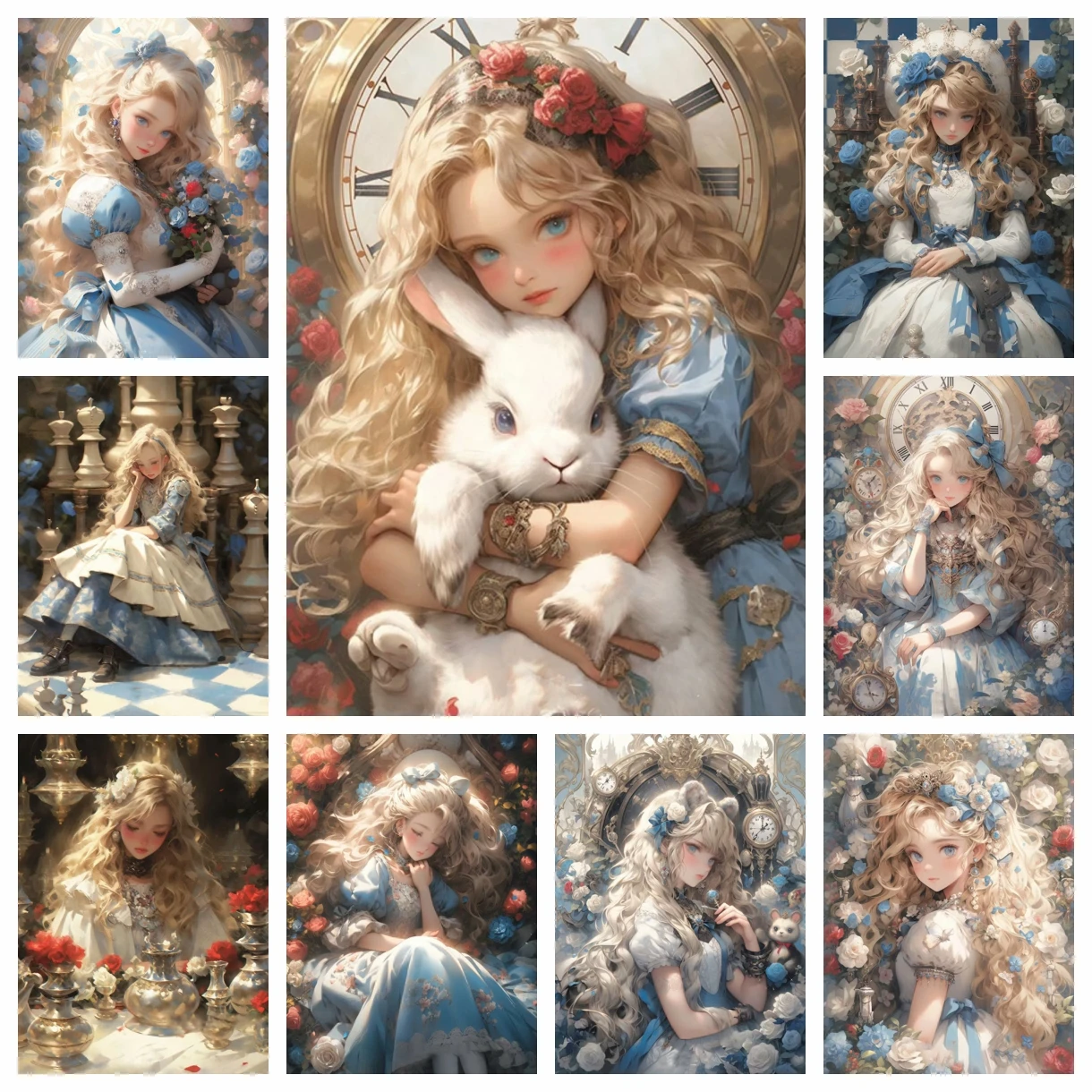 Alice im Wunderland Diamant Malerei Kunst Mosaik Anime Mädchen Rose DIY Kreuzstich Kit 5D voller Bohrer Home Decor