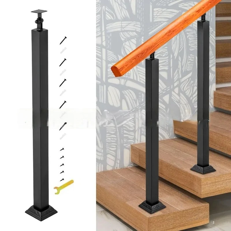 for Stair Balustrade Column Indoor Kit Black Square Metal Spindle