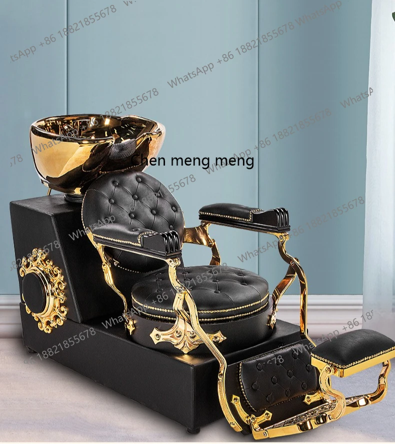 

Light luxury hair salon retro, massage shampoo bed, barber shop special shampoo recliner, flush, shampoo bed