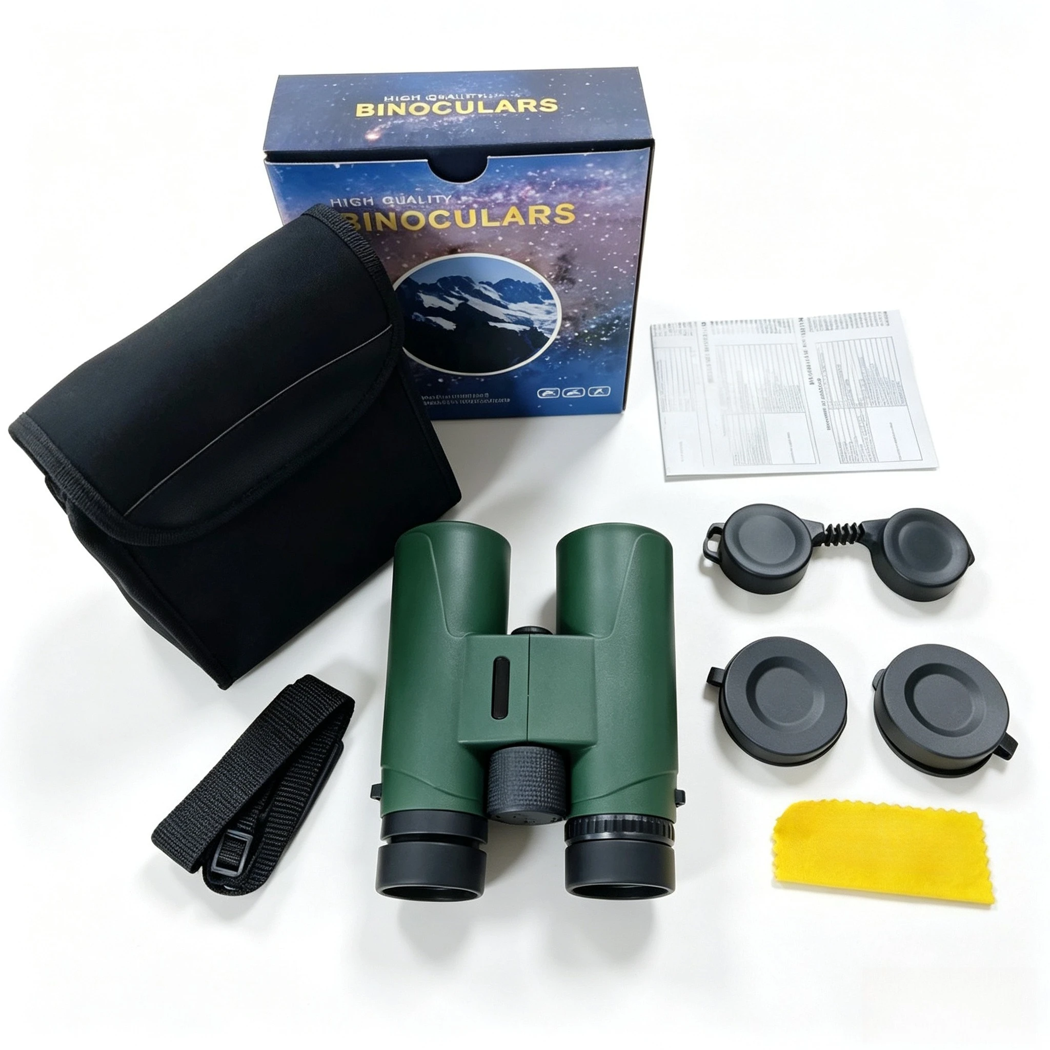 10x42 Binoculars HD Green FMC Lens BAK4 Prism Waterproof for Bird Watching Hunting Camping Travel Outdoor Sports
