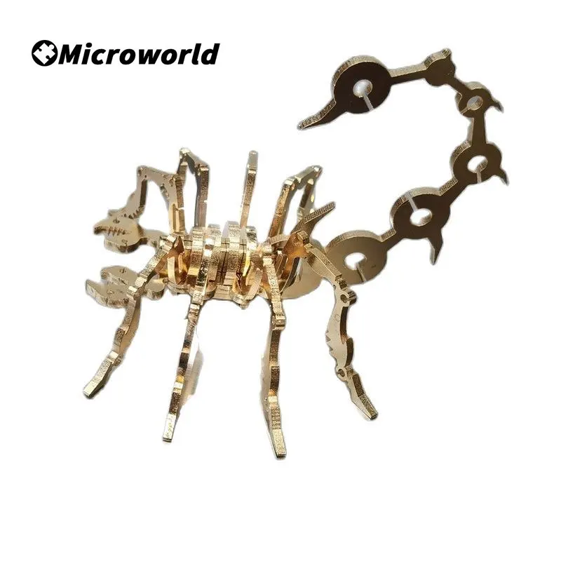 Microworld 3D metalowe puzzle ze zwierzętami złota stal Warcraft instrukcja DIY zmontowane puzzle zabawki boże narodzenie do dekoracji wnętrz