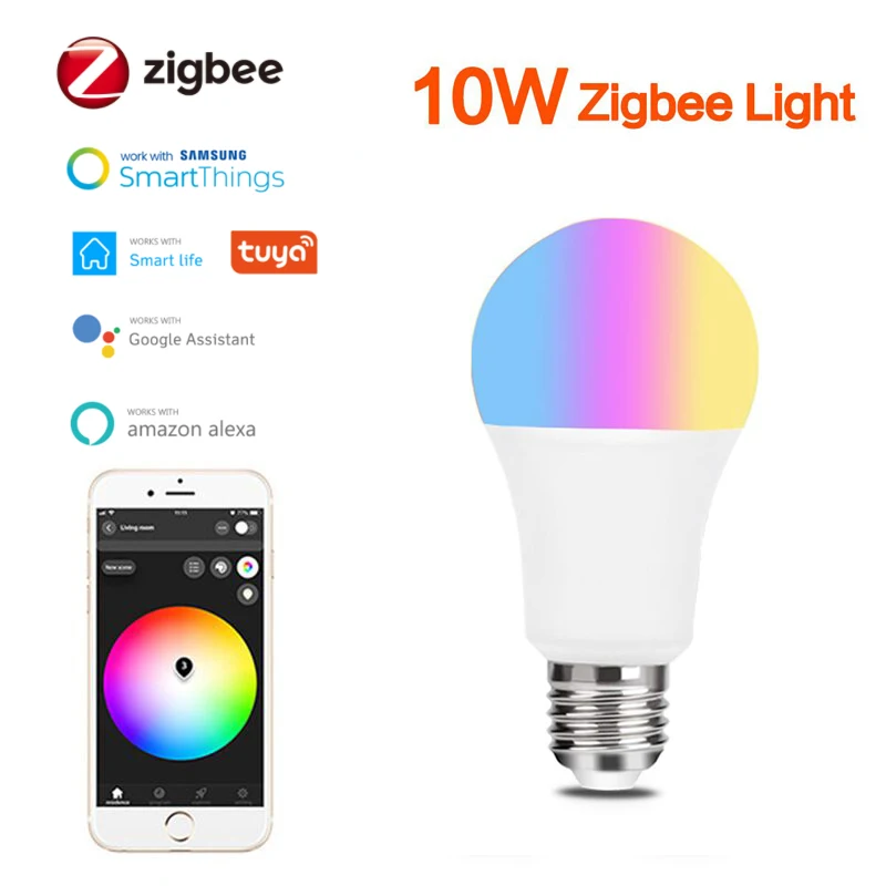 ZigBee 3.0 LED Bulb E27 E14 GU10 RGB RGBCCT LED Lamp Home Dimmable Light Tuya Smart Life APP Voice for Smartthings Alexa Google