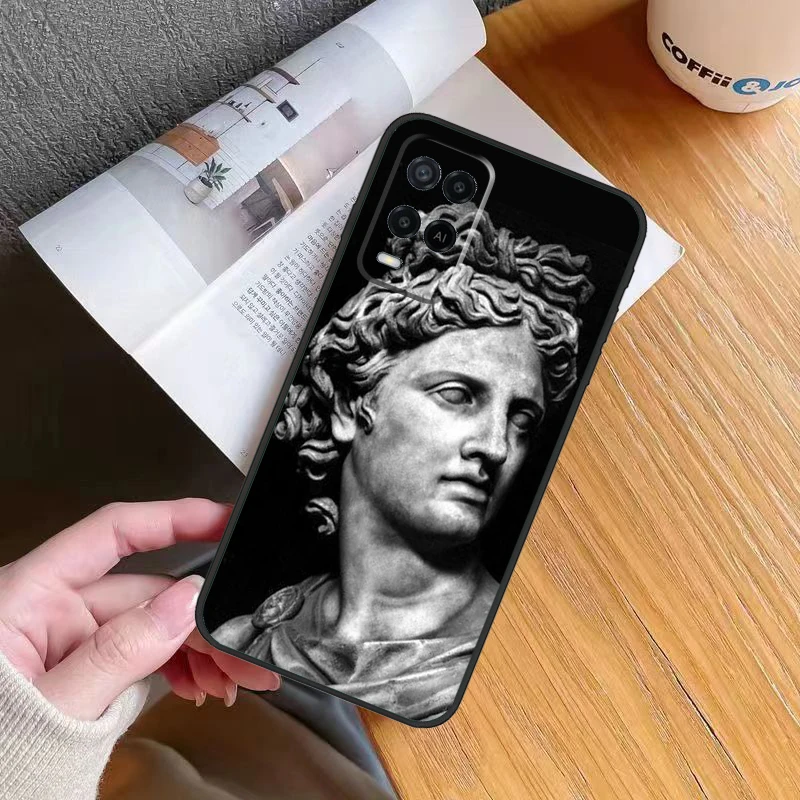 Greek God Statue Face Case For OPPO A17 A16 A15 A78 A98 A54 A74 A94 A76 A96 A77 A52 A72 A5 A9 A53 A54s A57s Cover