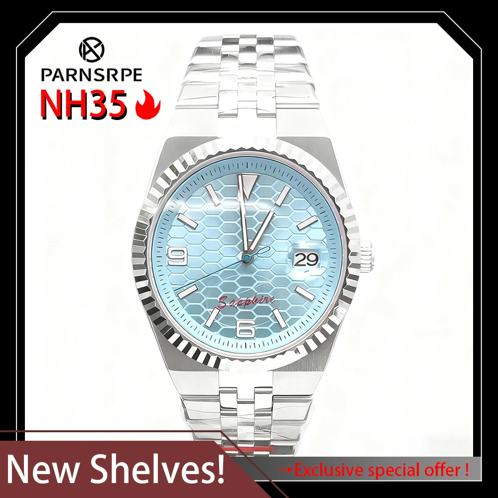 

High quality watch Honeycomb pattern dial Hard sapphire mirror Date display Luminous NH35 automatic movement Men's style