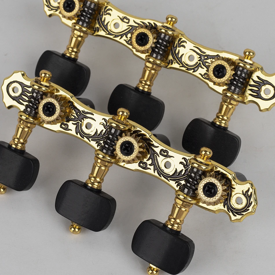 Alice Machine Head AOS-028 1 Pair Gold Plated Zinc Alloy Black Dragon Plate Black Wood Peg Classical Guitar Accessories